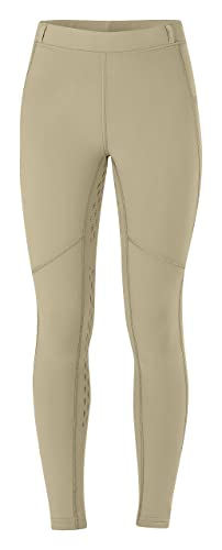 Kerrits Kids Ice Fil Full Seat Horse Riding Tech Tights – Cooling Breathable Kids Equestrian Leggings with Pockets for Summer - color: Tan, size: Small