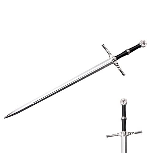 LALAPORT 41 Inch 2 PCS Medieval Foam Witcher Hunting Long Sword Set for Cosplay LARP Costume Halloween Xmas Gifts (Steel & Twin Wolf Set) - style: Steel & Twin Wolf Set