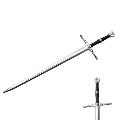 LALAPORT 41 Inch 2 PCS Medieval Foam Witcher Hunting Long Sword Set for Cosplay LARP Costume Halloween Xmas Gifts (Steel & Twin Wolf Set) - style: Steel & Twin Wolf Set