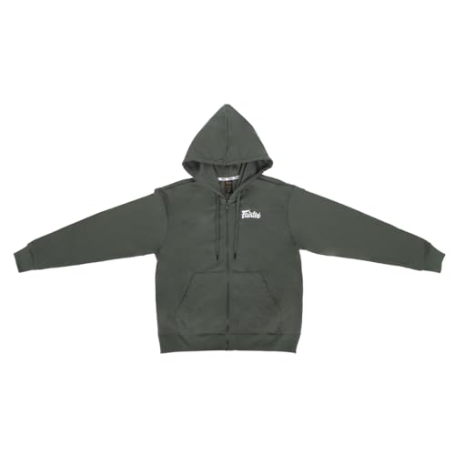 Fairtex FHS32 Lightweight Zipper Hoodie, Full-Zip Athletic Gym Sport Jacket - color: Olive, size: Medium