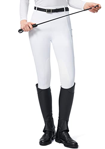 SANTINY Knee-Patch Horse Riding Pants - color: White, size: X-Small