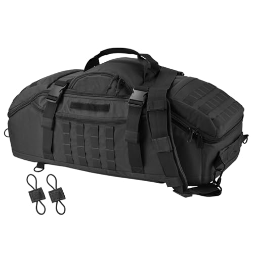 65L Large Travel Duffle Bag Military Tactical Backpack, Army Assault Pack 3 Day Bug Out Bag Rucksack for Outdoor Sport Hiking Camping with Molle System - color: Black, size: 65L