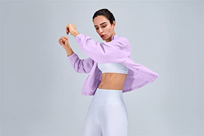 altiland Women's UPF 50+ Athletic Running Track Zip Up Cropped Jackets - color: Orchid Purple, size: Medium