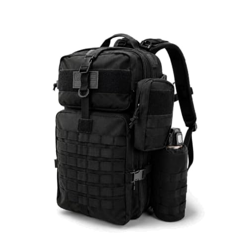 Large Black Tactical Backpack for Men - color: Black