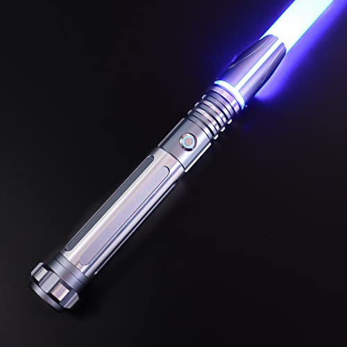 Dueling Light Saber, Motion Control Light Sabers for Adults,Smooth Swing Light Saber with 16 Sound Fonts,RGB 12 Colors Changeable, Metal Hilt for Halloween Cosplay Party,Birthday Xmas Gift, Grey,S9 - color: Gray