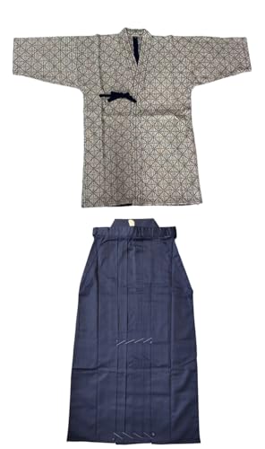 Hakama Kendo Gi Aikido Samurai Hakama Martial Arts Clothing Kimono Shirts Costumes Formal Kyudo Kimono 2pcs - color: Lattice-blue, size: 28