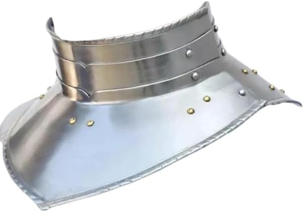 Medieval Steel Gorget Neck Armor – Polished Knight Throat Guard with Riveted Edges – Adjustable Medieval Armor for LARP, Cosplay, Reenactment & Renaissance
