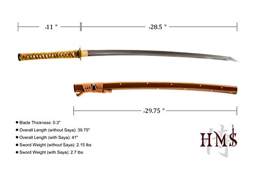 Plum Blossom Samurai Sword, Hand Forged Carbon Steel, Full Tang - color: 1045 Damascus Katana Bo-Hi 971