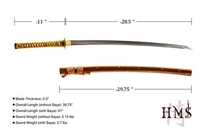 Plum Blossom Samurai Sword, Hand Forged Carbon Steel, Full Tang - color: 1045 Damascus Katana Bo-Hi 971