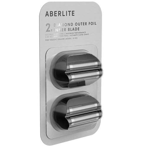 Aberlite Touch 2 Foil Head Shaver Replacement Inner Blade + Outer Foil Set (Black DLC coating) (2 x 2-piece set) (Maximum Performance) (Black Diamond) - color: Black Diamond