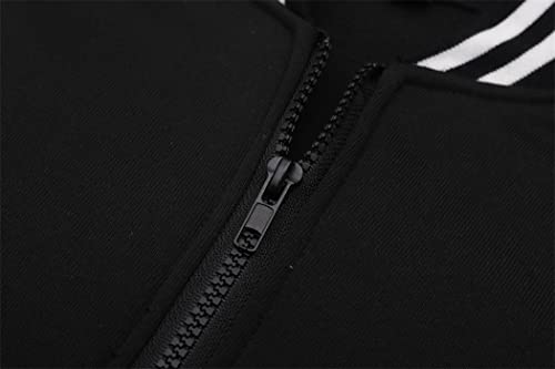 Kids Varsity Jacket Girls Boys Baseball Jacket Zipper Bomber Coat School Uniform with Pocket - size: 10 Years