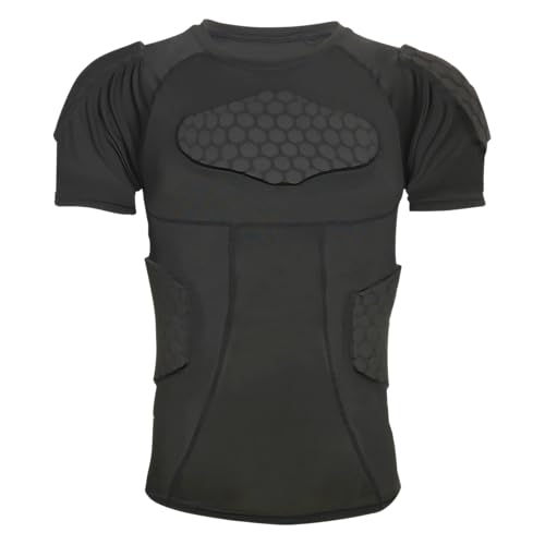 Padded Compression Shirt, Short Sleeve Football Protection Gear - size: Medium