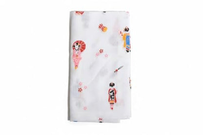 Japanese Gauze Tenugui Towel – 100% Cotton Made in Japan – Quick Dry, Soft & Lightweight Kitchen Tea Towel, Face & Hand Towel for Travel, Gym and Daily Use (1, Maiko Pattern White, Medium) - color: Maiko Pattern White