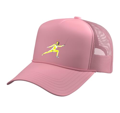 Funny Fencing Costume for Men Women Adult Kid Fencer Fencing Trucker Hat with Adjustable Mesh Back - color: Pink