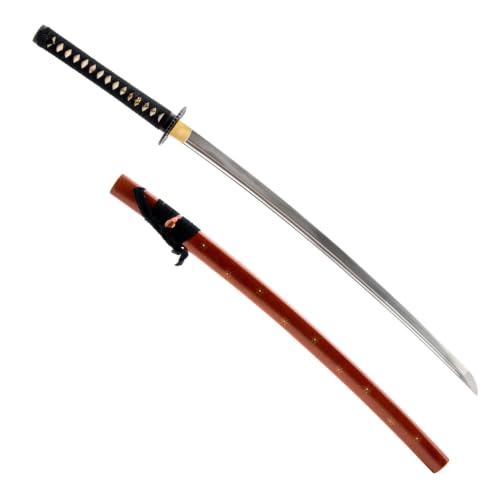 Katana Samurai Sword, 1045 Carbon Steel, Hand Forged, Full Tang - color: Burgundy Snow