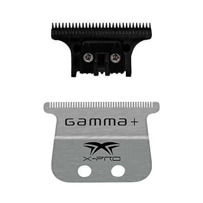 GAMMA+ Hair Trimmer Fixed Moving Blade Replacement Professional Grade - style: X-Pro Wide Stainless Steel with Black The One Moving Trimmer Blade Set