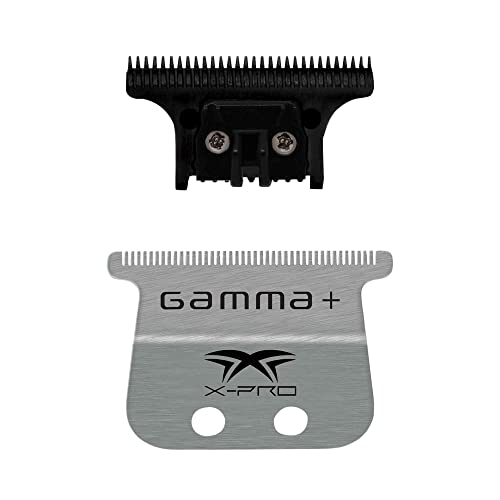 GAMMA+ Hair Trimmer Fixed Moving Blade Replacement Professional Grade - style: X-Pro Wide Stainless Steel with Black The One Moving Trimmer Blade Set