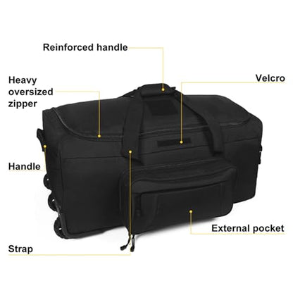 120L Travel Duffle Bag With Wheels Expandable Rolling Travel Bag for Men - color: Black 2.0