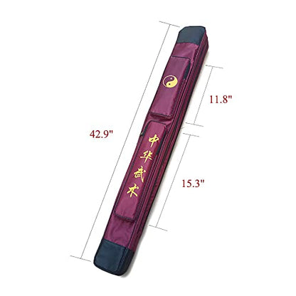 Waterproof Kung Fu Tai Chi Sword Case Double Layer Carrying Bag - color: Winered&Black
