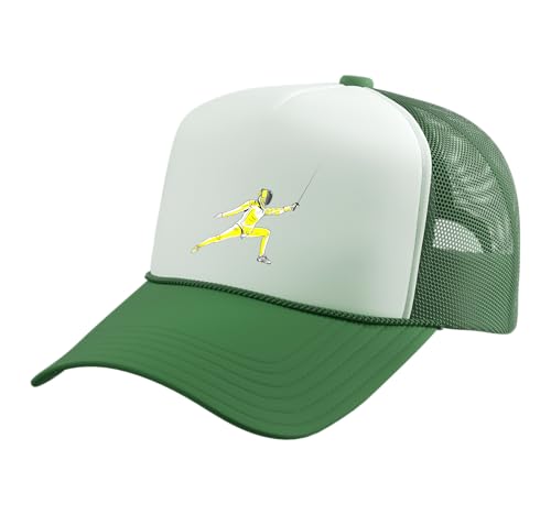 Funny Fencing Costume for Men Women Adult Kid Fencer Fencing Trucker Hat with Adjustable Mesh Back - color: Kelly Green/White
