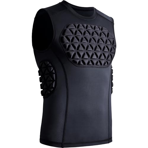 Adult Baseball Chest Rib Protector Padded Compression Shirt - color: Black, size: Small
