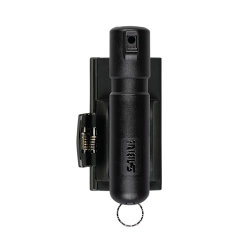 SABRE Mighty Discreet Pepper Spray with Snap-Clip Keychain - Pocket Size for Running, Walking, Keys & Travel, Fits in Small Bags & Purses, Max Strength Self Defense, UV Dye, 12 ft Range, 0.18 fl oz - color: Black with Swift Clip