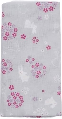Japanese Gauze Tenugui Towel – 100% Cotton Made in Japan – Quick Dry, Soft & Lightweight Kitchen Tea Towel, Face & Hand Towel for Travel (1, Rabbit and Cherry Blossom Pattern Gray, Medium) - color: Rabbit and Cherry Blossom Pattern Gray