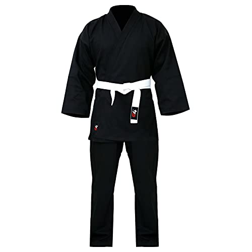 G4 Karate Suit GI Aikido Training Adult Student Uniform Set Free Belt Black White - color: Black, size: 0/130cm