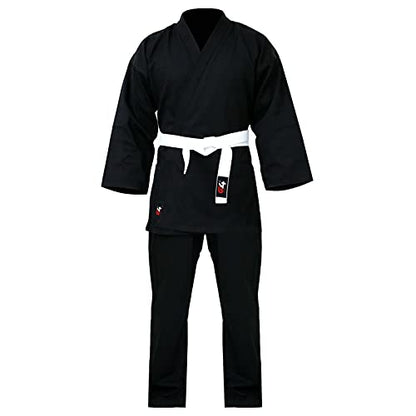 G4 Karate Suit GI Aikido Training Adult Student Uniform Set Free Belt Black White - color: Black, size: 00/120cm