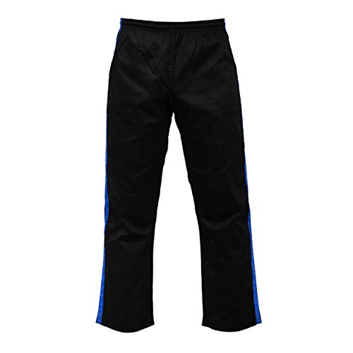 Ultimate - Martial Arts Striped Karate Pants Cotton & Polyester Blended - Kids Adults Unisex - color: Blue, size: 00
