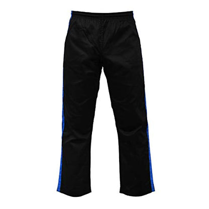 Ultimate - Martial Arts Striped Karate Pants Cotton & Polyester Blended - Kids Adults Unisex - color: Blue, size: 00