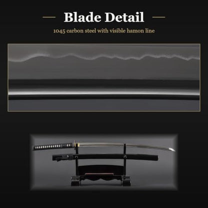 1045 Katana, Hand Forged Full Tang Japanese Sword | Classic Tsuba Series - color: Bamboo