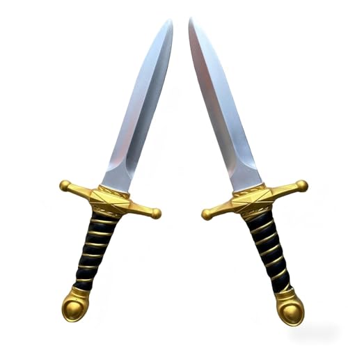 Fake Knife Foam Sword, 15" Realistic Fake Dagger Knife Prop,Medieval Knight Weapons for LARP Costume Halloween - color: Gold