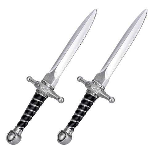 10.5 Inch Non-Functional PU Foam Dagger Prop for Adult Cosplay, Stage Performance & Display, 2 Pack - color: Silver