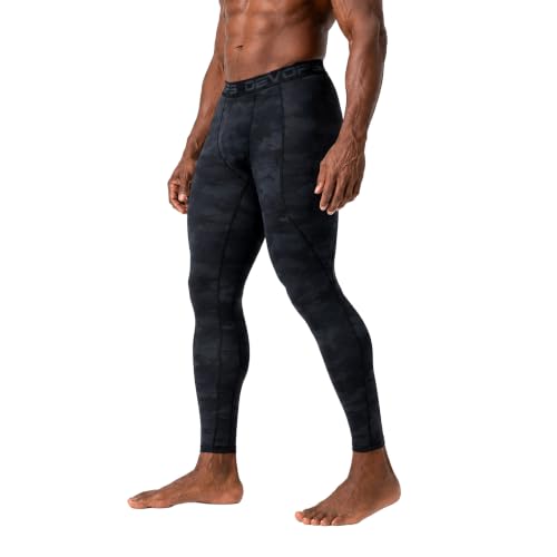 DEVOPS 2-3 Pack Men's Compression Pants Leggings Tights Pocket/Non-Pocket - color: 1# (Basic) - Black / Camo Black, size: Large