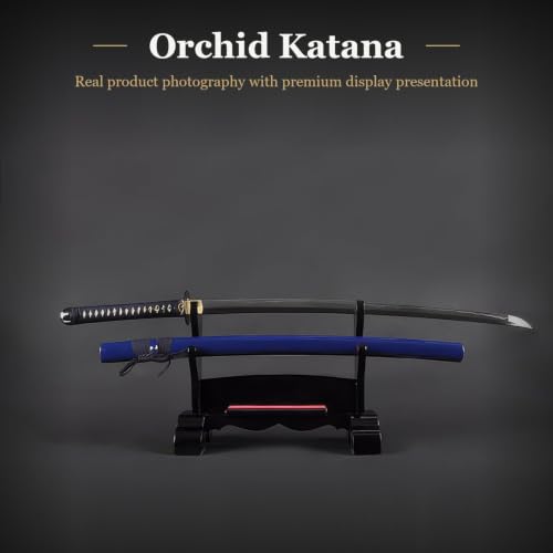 1045 Katana, Hand Forged Full Tang Japanese Sword | Classic Tsuba Series - color: Blue,White