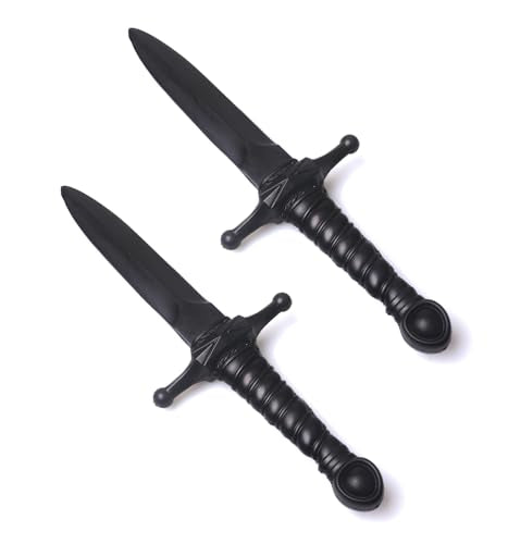 10.5 Inch Non-Functional PU Foam Dagger Prop for Adult Cosplay, Stage Performance & Display, 2 Pack - color: Black