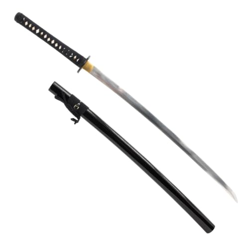 1045 Katana, Hand Forged Full Tang Japanese Sword | Classic Tsuba Series - color: Black
