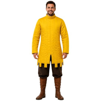 Yellow HEMA Fencing Jacket – 350N Padded Protective Gear for Swordplay and Martial Arts. (L)