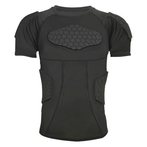 Padded Compression Shirt, Short Sleeve Football Protection Gear - size: Small