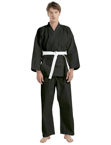 TOPTIE Karate Uniform with Belt, Karate Gi Student Uniform for Kids Adults - color: Black, size: 000