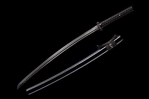 Traditional Heat/Clay Tempered Hand Forged Katana Sword | Real 1060/1095 T10 High Carbon Steel Sharp Full Tang Katanas | Practical Authentic Japanese Samurai Swords - color: Iron Leaves