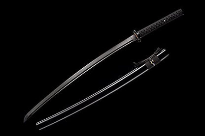 Traditional Heat/Clay Tempered Hand Forged Katana Sword | Real 1060/1095 T10 High Carbon Steel Sharp Full Tang Katanas | Practical Authentic Japanese Samurai Swords - color: Iron Leaves