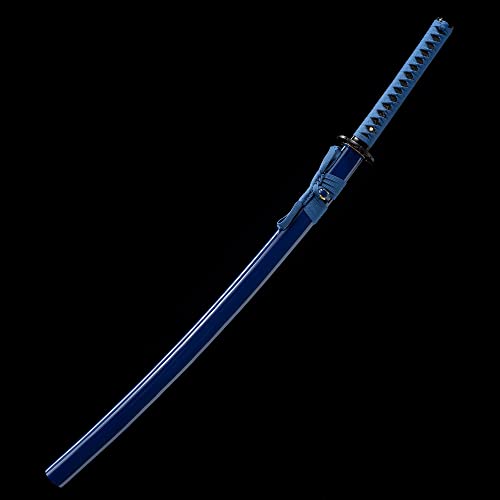 Traditional Heat/Clay Tempered Hand Forged Katana Sword | Real 1060/1095 T10 High Carbon Steel Sharp Full Tang Katanas | Practical Authentic Japanese Samurai Swords - color: Iron Tsuba