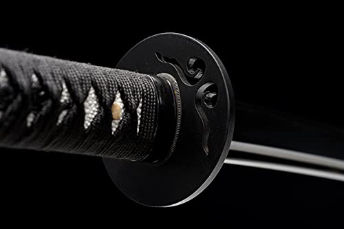 Traditional Heat/Clay Tempered Hand Forged Katana Sword | Real 1060/1095 T10 High Carbon Steel Sharp Full Tang Katanas | Practical Authentic Japanese Samurai Swords - color: Straps Scabbard