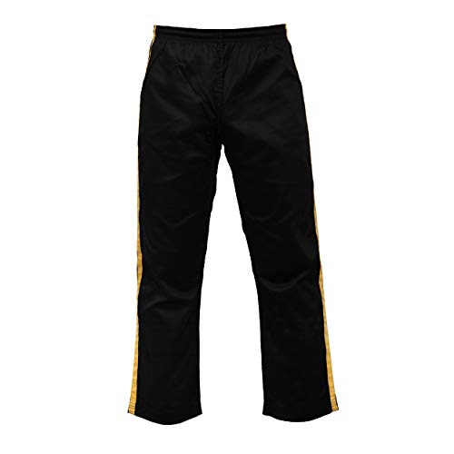 Ultimate - Martial Arts Striped Karate Pants Cotton & Polyester Blended - Kids Adults Unisex - color: Gold, size: 00