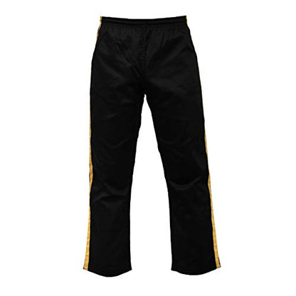 Ultimate - Martial Arts Striped Karate Pants Cotton & Polyester Blended - Kids Adults Unisex - color: Gold, size: 2