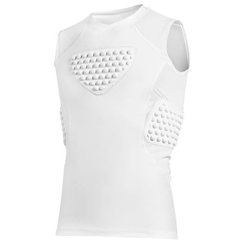 Compression Rib & Chest Protector for Heart, Chest, Sides and Back Protection- Padded Shirt Rib Heart Sternum Guard for Paintball, Baseball, Softball, Football, Lacrosse and Goalies Catchers - color: White, size: Large
