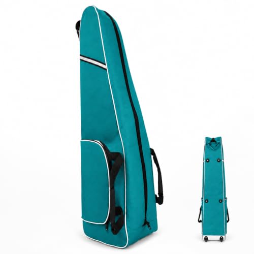 Fencing Bag with Wheels, Rolling Fencing Bag for Foil Epee Saber, Long Sword Carrier for HEMA and Fencing Gear, Side Pocket and Carry Handles - color: Lake Blue