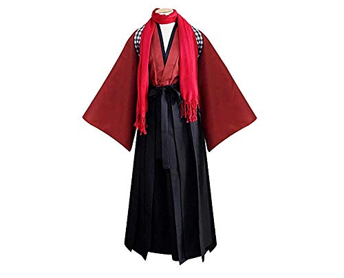 DJF Men's Kendo Hakama Aikido Japanese Samurai Costume Judo Martial Arts Uniform - color: Red, size: Small